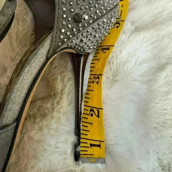 SAM EDELMAN SCARLETT SPIKE PEWTER CIPRIA LEATHER HEEL gray size: 8.5 - Picture 7 of 10